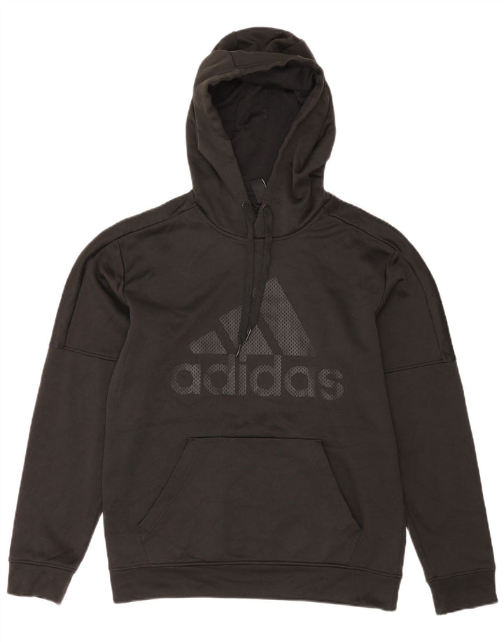 Мужской джемпер с капюшоном Adidas с рисунком, средний черный, полиэстер