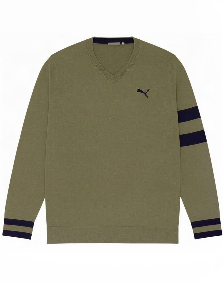Мужской джемпер с v-образным вырезом Puma, средний зеленый цветных блоков