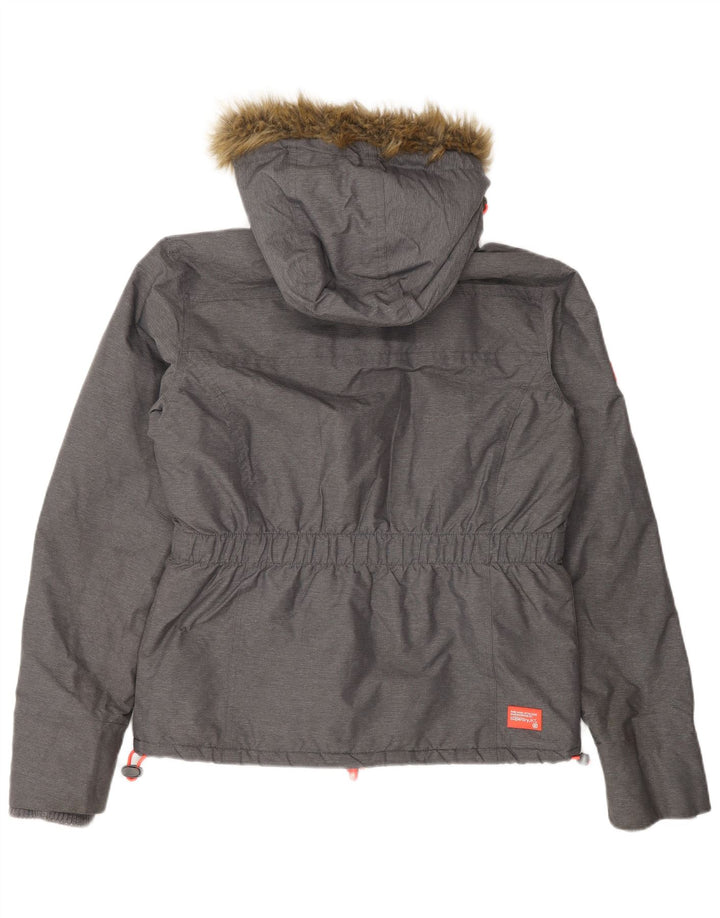 Женская ветровка с капюшоном Superdry UK 16, большой серый нейлон