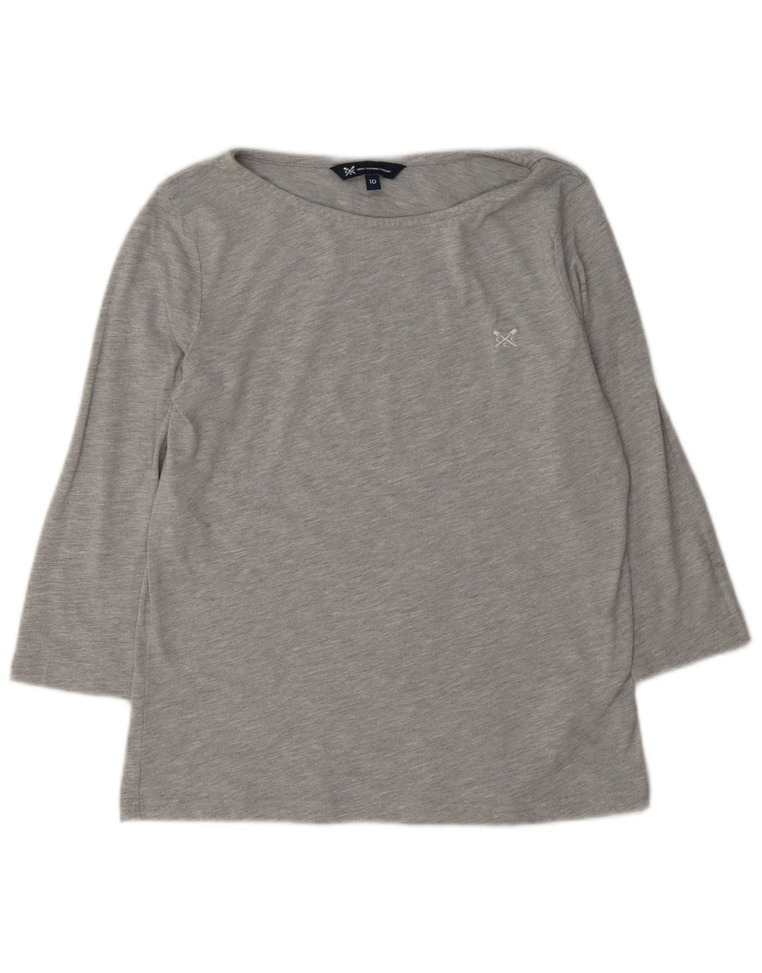 Crew Clothing Женский топ с рукавом 3/4, UK 10, маленький серый полиэстер