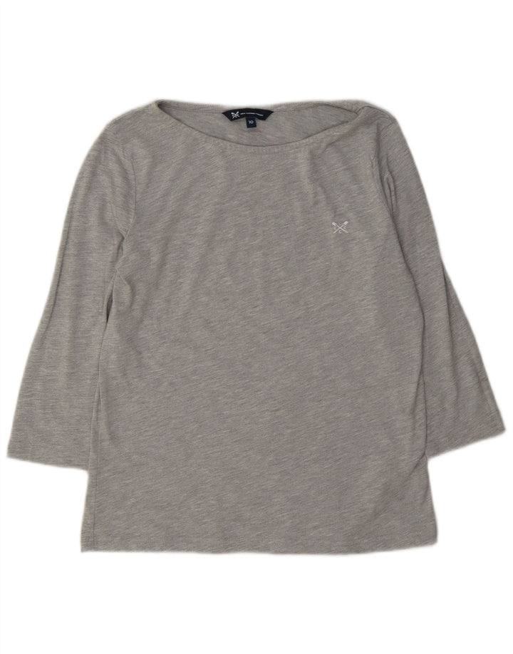 Crew Clothing Женский топ с рукавом 3/4, UK 10, маленький серый полиэстер
