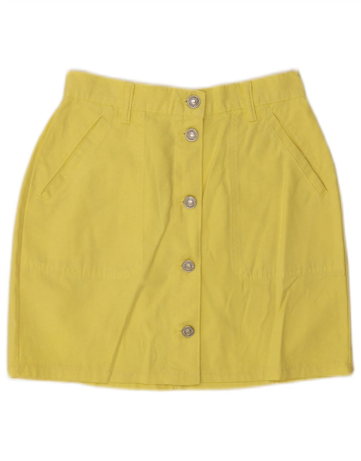 Benetton Женская мини-юбка IT 40 Small W26 Желтый хлопок
