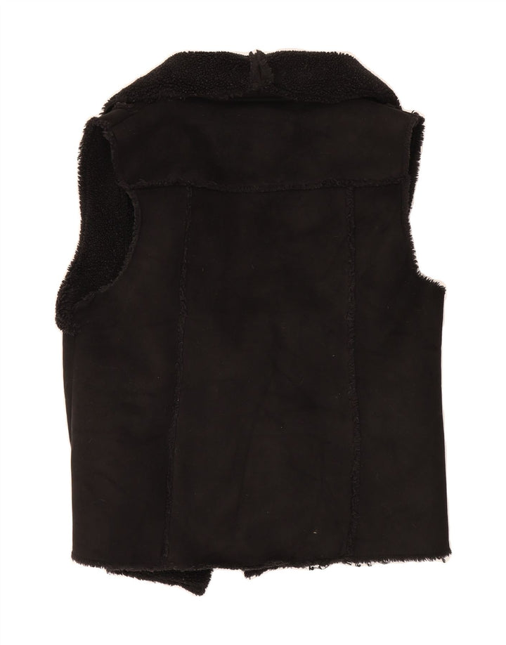WHITE STUFF Womens Open Sherpa Gilet UK 14 Medium Black Polyester Vintage White Stuff and Second-Hand White Stuff from Messina Hembry 