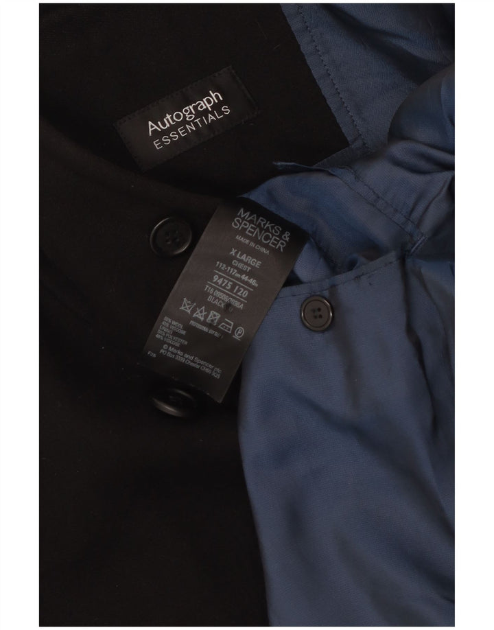 Мужское двубортное пальто Marks & Spencer UK 42 XL, черное шерстяное