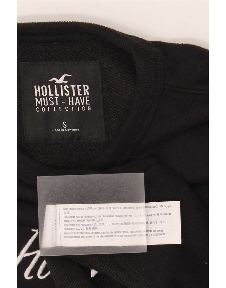 Мужской свитшот с рисунком Hollister, маленький черный хлопковый джемпер