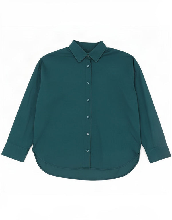 Zara Womens 3/4 Sleeve Oversized Shirt Blouse UK 6 XS Green Viscose