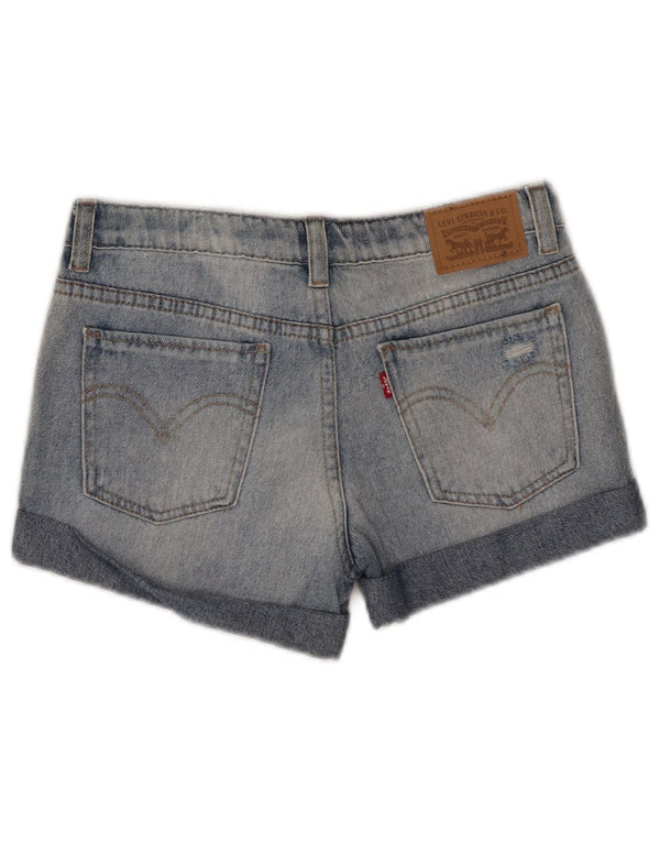 Джинсовые шорты Levi's Girlfriend с потертостями, 9–10 лет, синий хлопок, W25