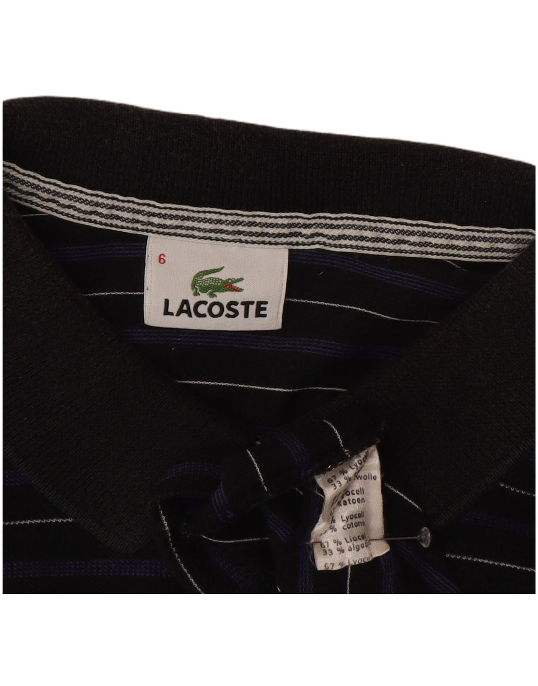 Мужская рубашка-поло Lacoste, размер 6 XL, темно-синяя полоска из лиоцелла