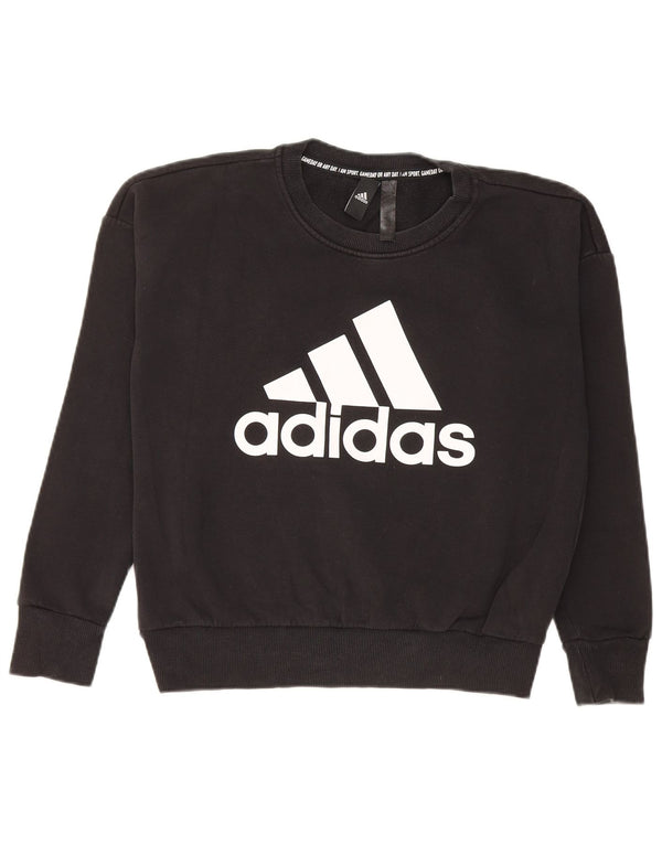 Женский джемпер оверсайз с рисунком Adidas UK 6 XS, черный хлопок