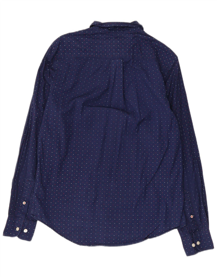 Мужская рубашка с рисунком Tommy Hilfiger, маленькая, темно-синяя, хлопковая