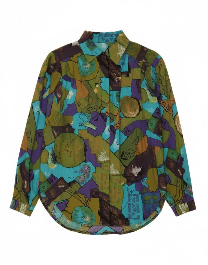 Винтажная женская блузка-рубашка с абстрактным узором, Великобритания, 22, 3XL, разноцветная