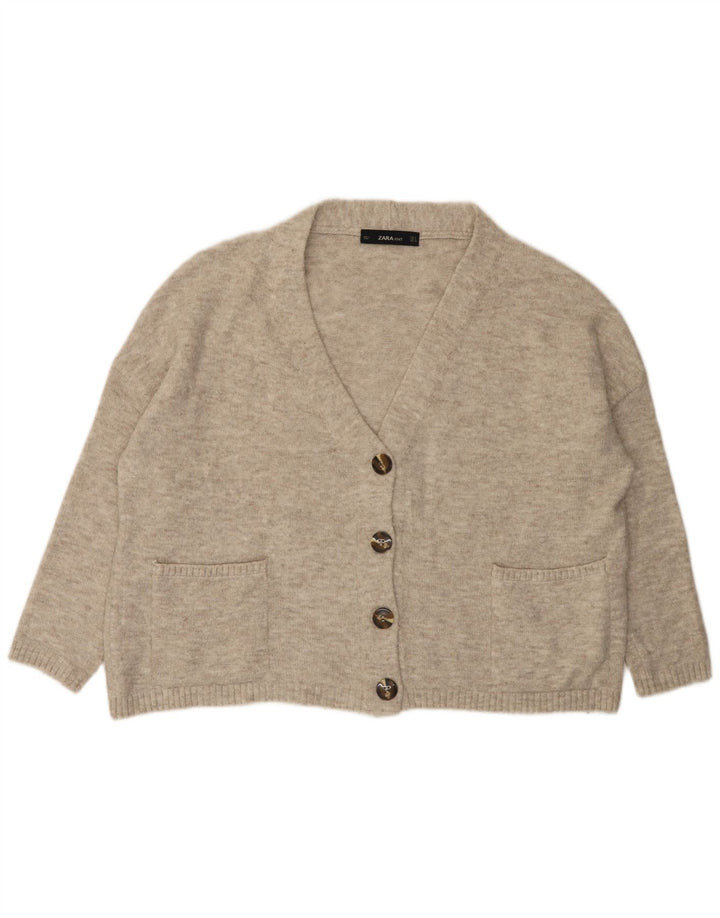 Женский свободный кардиган Zara UK 10, маленький серый в крапинку