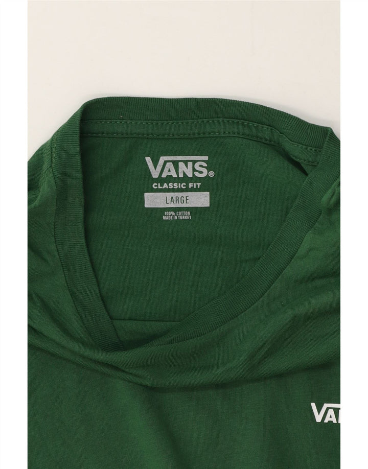 Мужской топ классического кроя Vans с длинными рукавами, большой зеленый хлопок