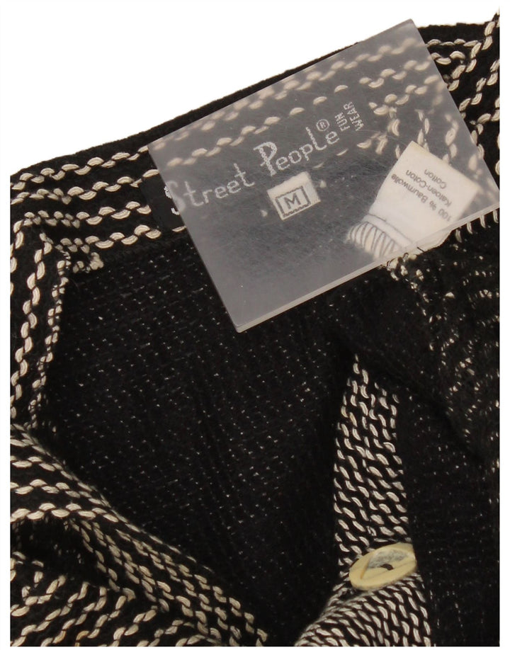 Винтажное женское платье-сарафан UK 12, средний черный хлопковый шеврон с шевроном