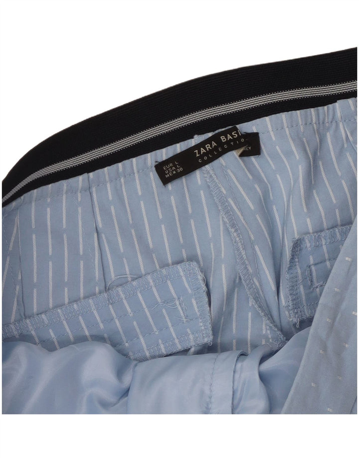 Женские узкие брюки чинос Zara, большие, W32 L27, синие с геометрическим рисунком