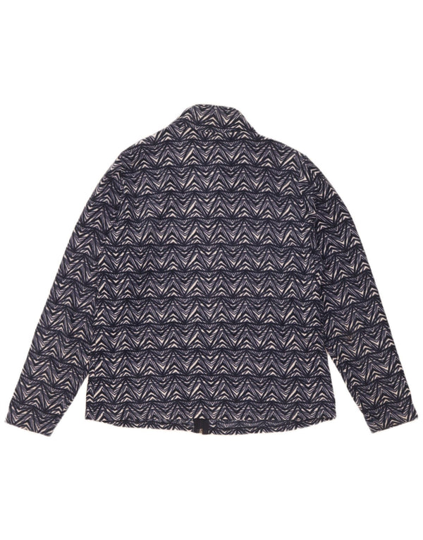 Marks & Spencer Womens Fleece Jacket UK 16 Large Navy Blue Geometric