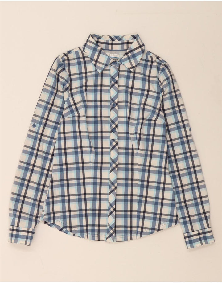 COLUMBIA Womens Shirt UK 6 XS Blue Check Polyester Vintage Columbia and Second-Hand Columbia from Messina Hembry 