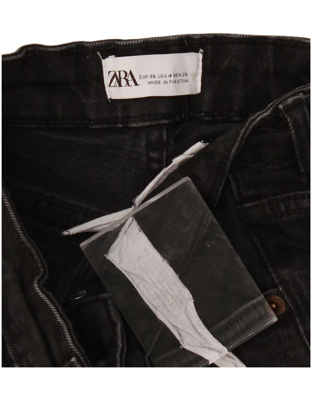 Женские укороченные джинсы ZARA EU 36 XS W26 L23, черный хлопок