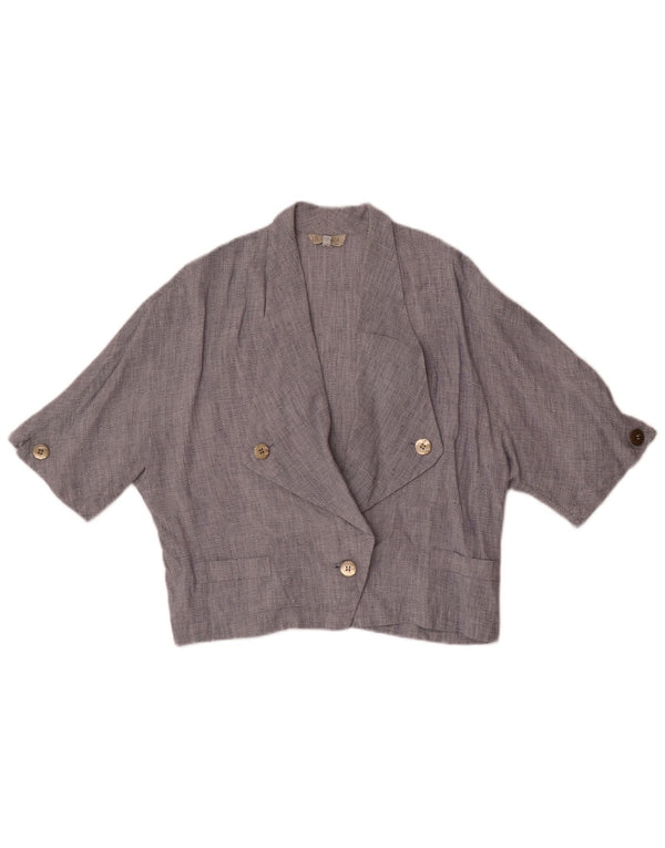 Винтажный женский пиджак оверсайз на 1 пуговице IT 44, средний темно-синий