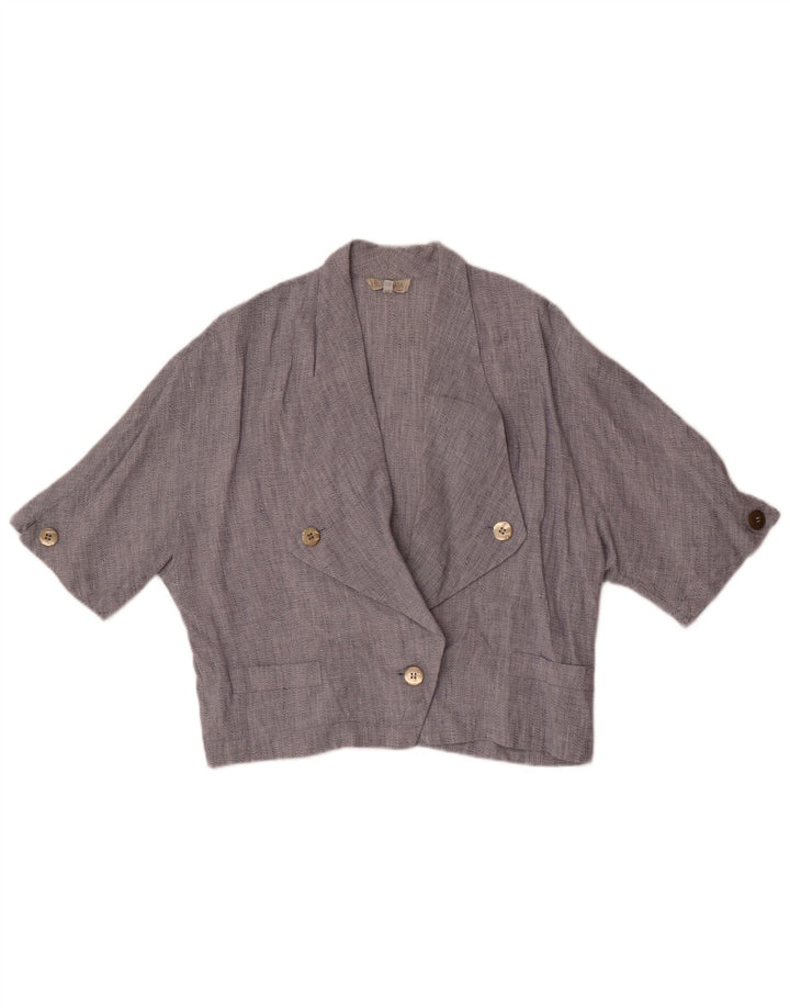 Винтажный женский пиджак оверсайз на 1 пуговице IT 44, средний темно-синий