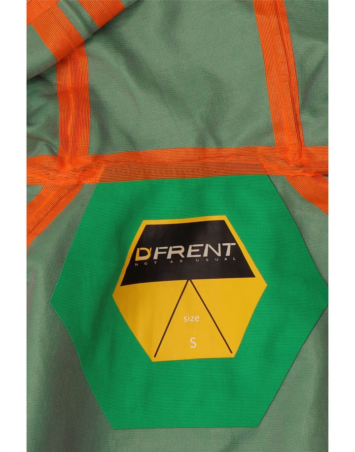 Женская непромокаемая куртка с капюшоном и графическим рисунком D'Frent UK 36, маленькая зеленая с цветными блоками