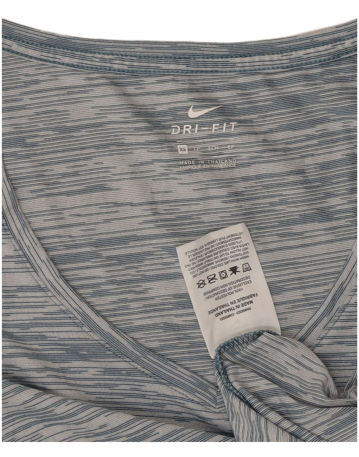 Женская футболка свободного покроя Nike Dri Fit UK 6 XS, полиэстер в синюю полоску