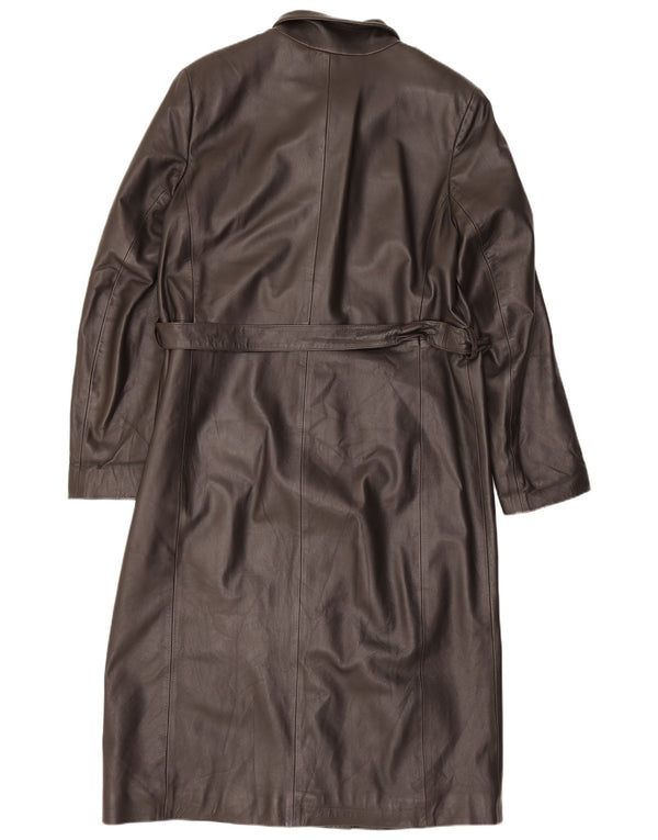 Vintage Womens Leather Coat IT 46 Large Brown