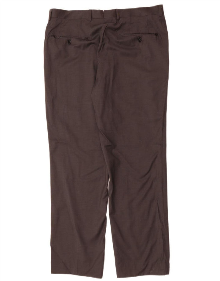 Мужские прямые костюмные брюки MASSIMO DUTTI EU 42, большие W32 L32, черные шерстяные