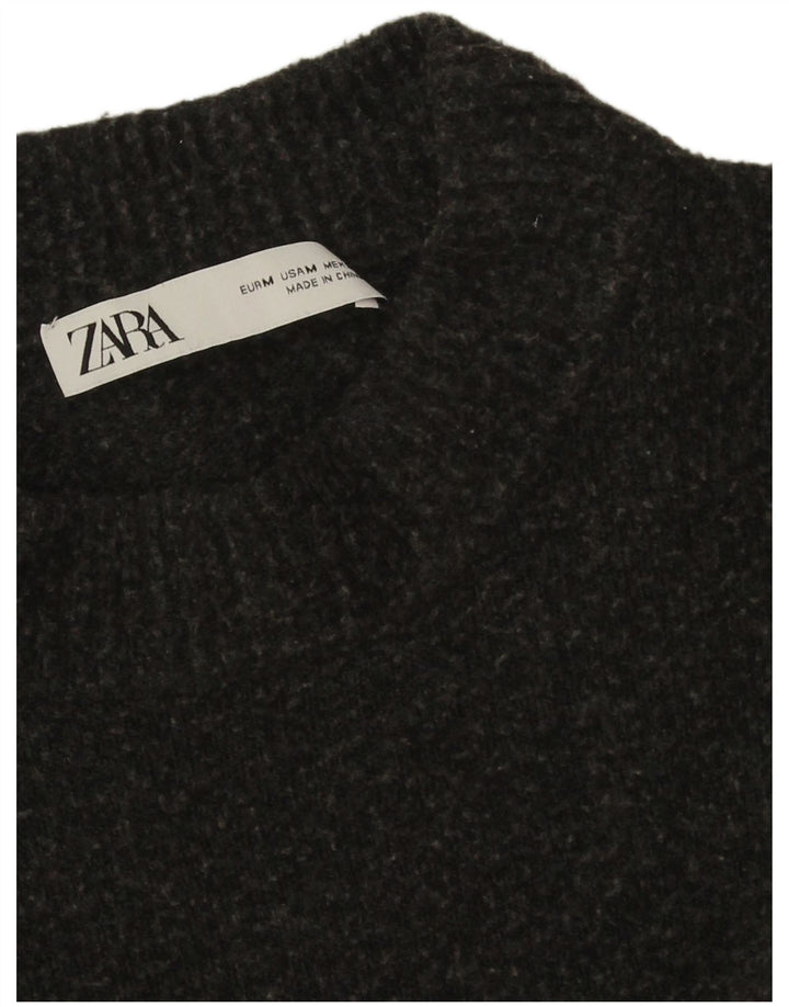 Женский джемпер с круглым вырезом Zara UK 14, средний серый цвет
