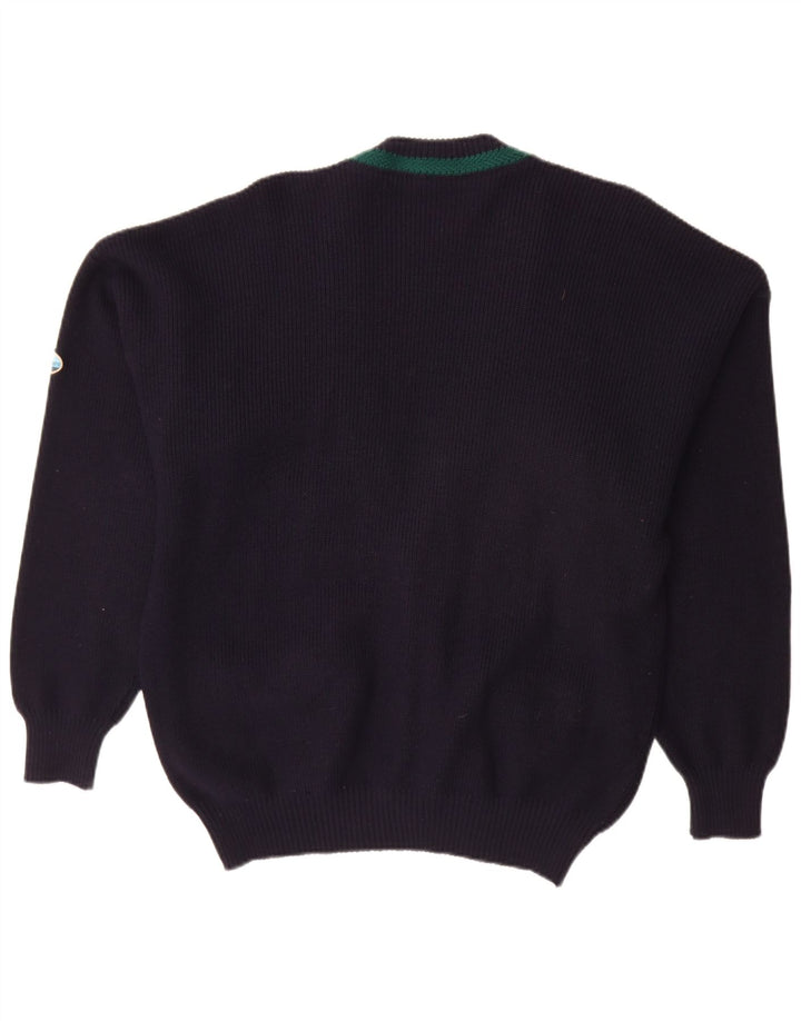 NORTH POLE Mens Cardigan Sweater Large Navy Blue