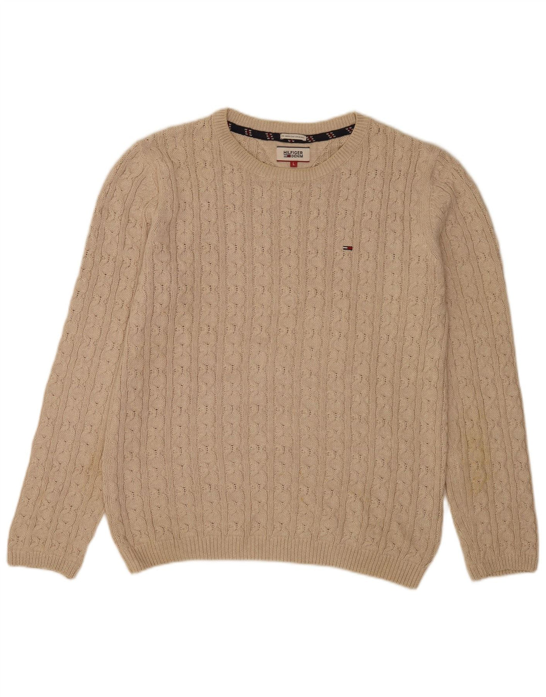Мужской джемпер с круглым вырезом Tommy Hilfiger, большой бежевый классический