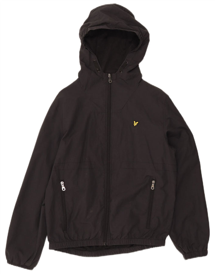Куртка-бомбер с капюшоном LYLE & SCOTT для мальчиков 14-15 лет, черный хлопок