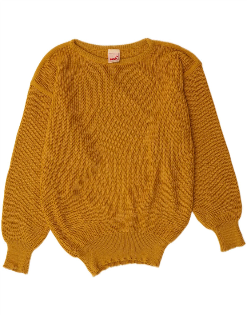 MONDI Womens Boat Neck Jumper Sweater EU 42 Large Yellow Cotton Vintage Mondi and Second-Hand Mondi from Messina Hembry 