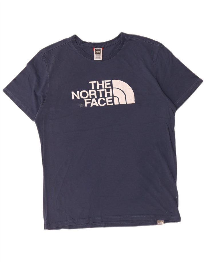 Мужская футболка с рисунком The North Face, темно-синий, хлопковый топ среднего размера