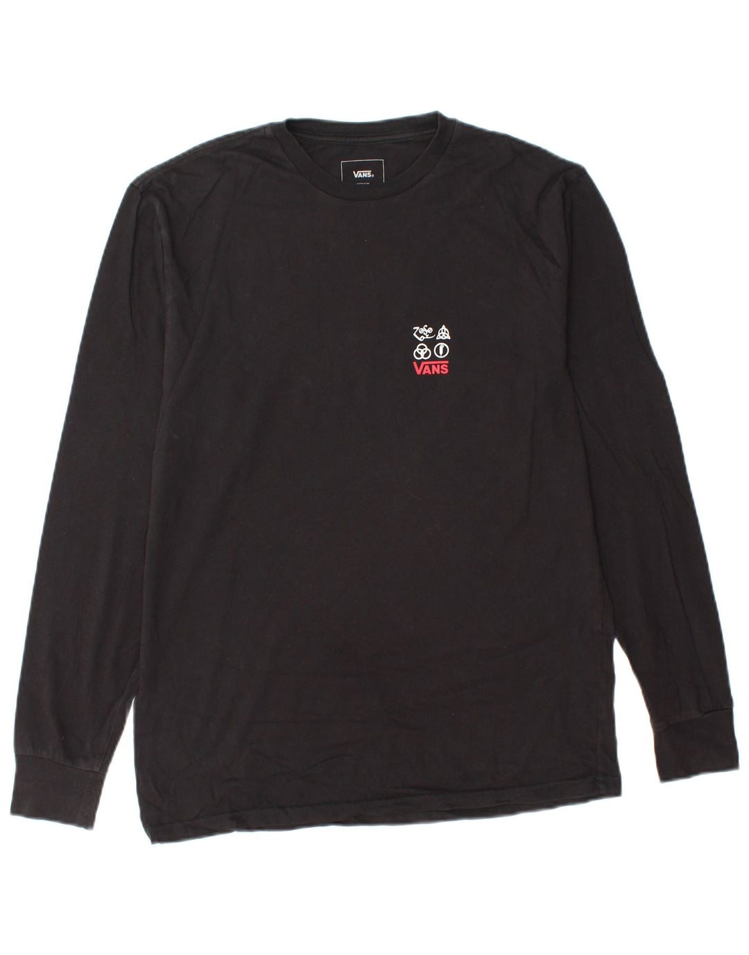 Мужской топ VANS классического кроя с рисунком и длинными рукавами, средний черный хлопок