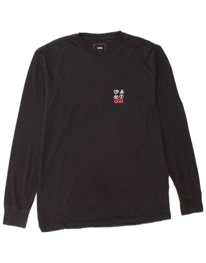 Мужской топ VANS классического кроя с рисунком и длинными рукавами, средний черный хлопок
