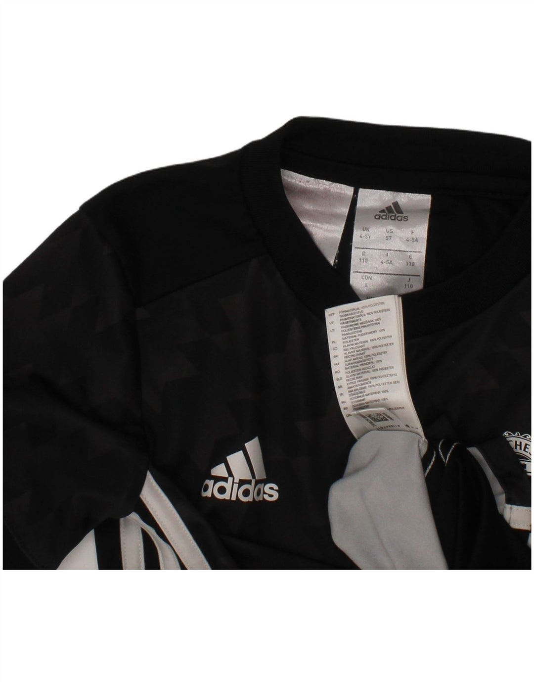 Футболка ADIDAS с рисунком Manchester United для мальчиков 4–5 лет, черная