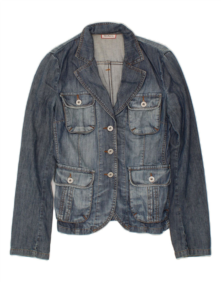 MAX & CO. Womens Denim Jacket UK 10 Small Navy Blue Cotton Vintage Max & Co. and Second-Hand Max & Co. from Messina Hembry 