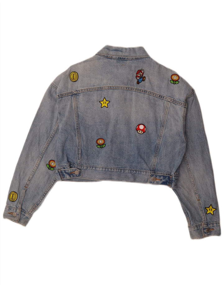 Джинсовая куртка с рисунком Levi's для девочек 13–14 лет, маленькая синяя, хлопковая