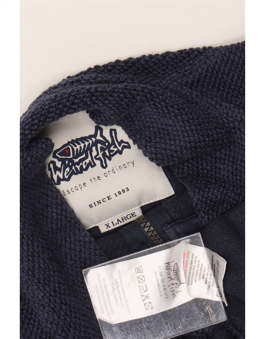 Мужской свитер WEIRD FISH с воротником на молнии, джемпер XL, темно-синий, хлопок