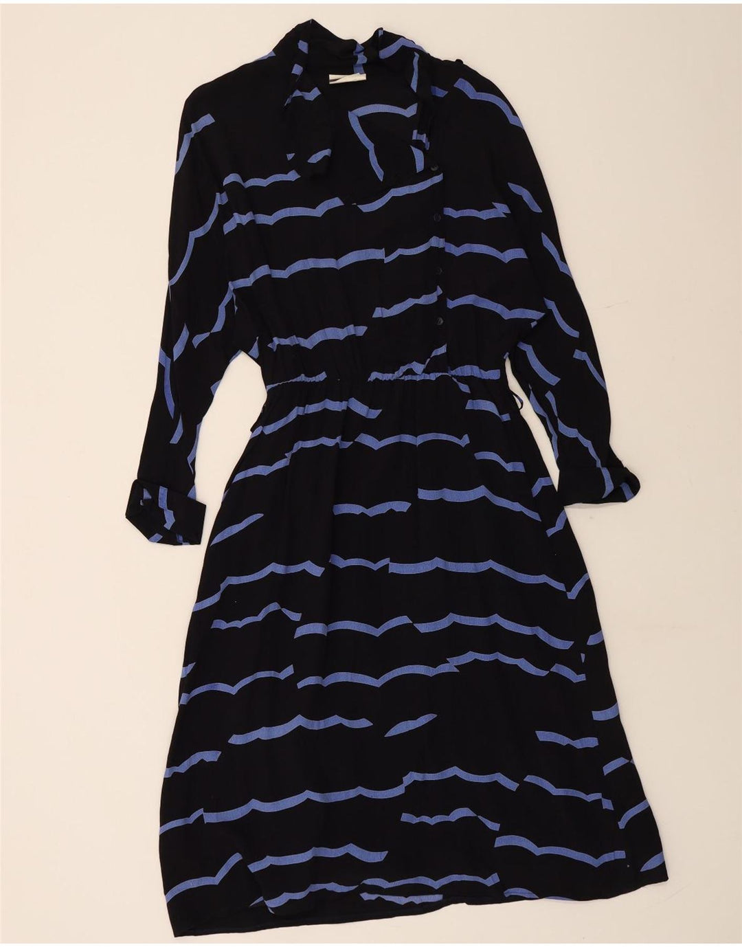 ВИНТАЖНОЕ Женское платье макси с рукавом 3/4 IT 42, средний черный в полоску, вискоза