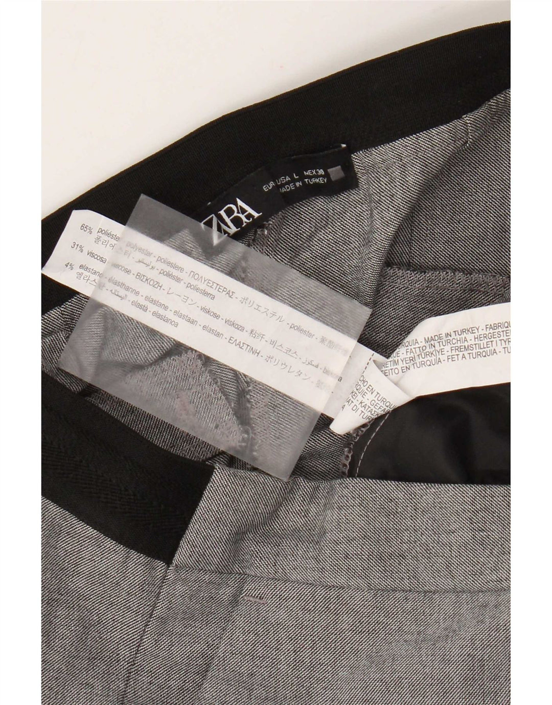 Женские узкие брюки чинос Zara, большие размеры, W30 L27, серые, полиэстер с цветными блоками