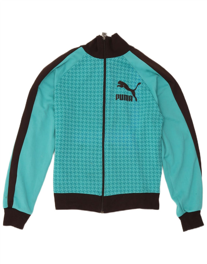 Мужской спортивный костюм Puma с графическим рисунком, верхняя куртка, средний синий полиэстер с цветными блоками