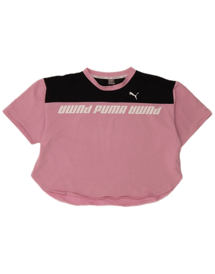 Женская футболка с рисунком PUMA Top UK 18 XL, розовая, хлопок с цветными блоками
