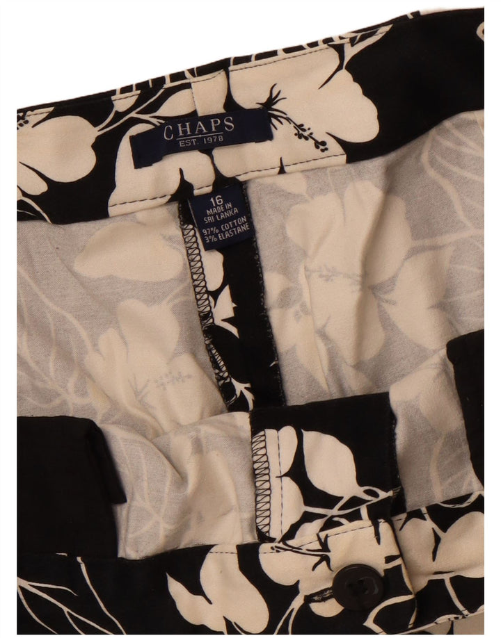 Женские прямые капри CHAPS, США 16, 2XL, W38 L20, черный хлопок с цветочным принтом