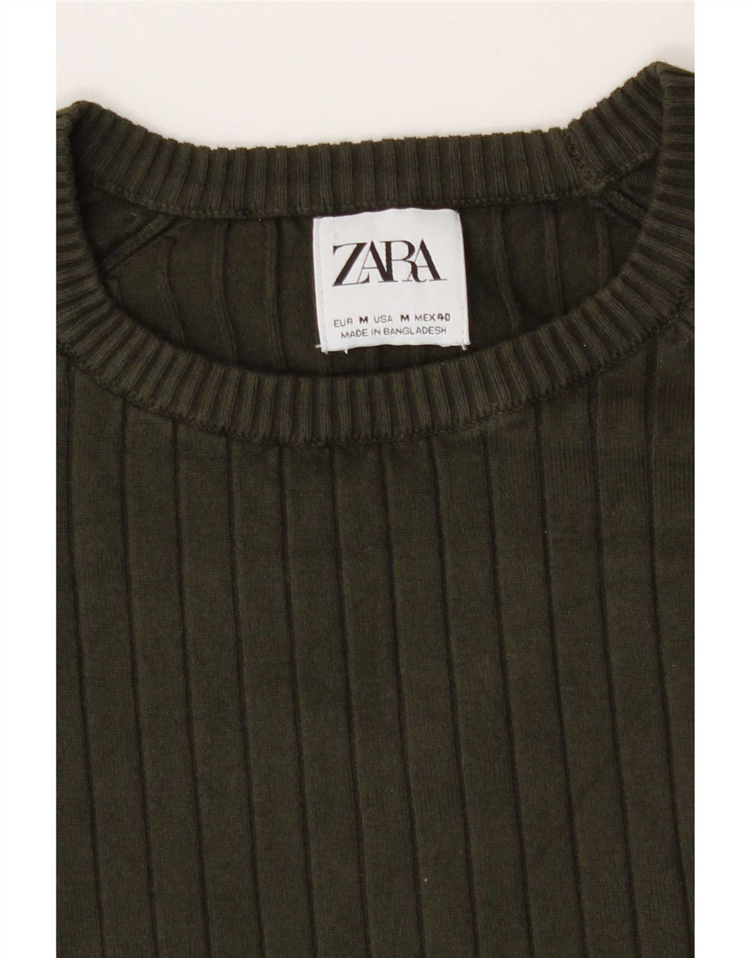 Мужской джемпер с круглым вырезом Zara, средний хаки