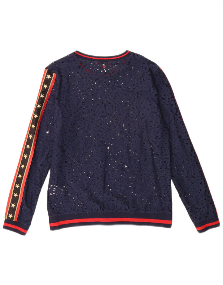 Женский топ Oversized с рисунком Superdry с длинным рукавом UK 10, маленький темно-синий