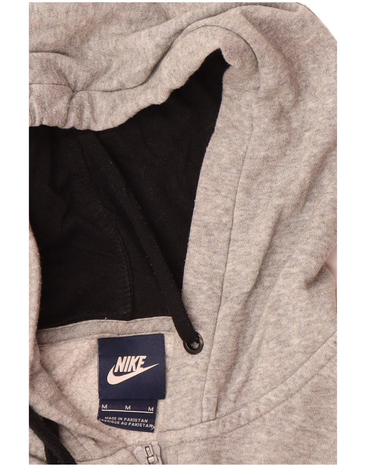 NIKE Womens Zip Hoodie Sweater UK 14 Medium Grey Cotton