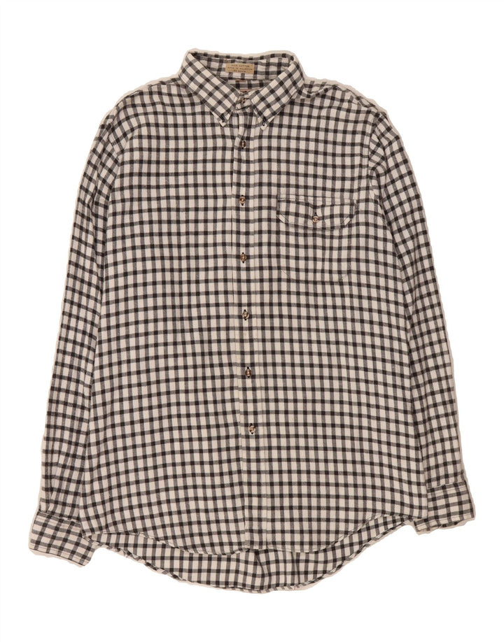 LONDON FOG Mens Flannel Shirt Medium White Check Cotton Vintage London Fog and Second-Hand London Fog from Messina Hembry 