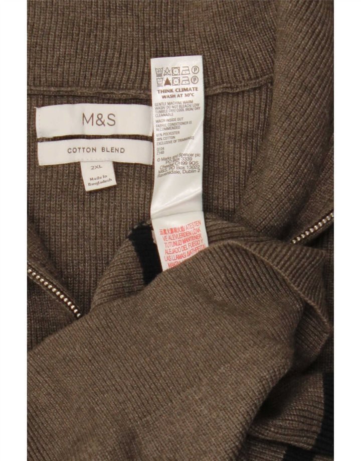 Мужской джемпер с воротником на молнии Marks & Spencer 2XL, полиэстер в серую полоску